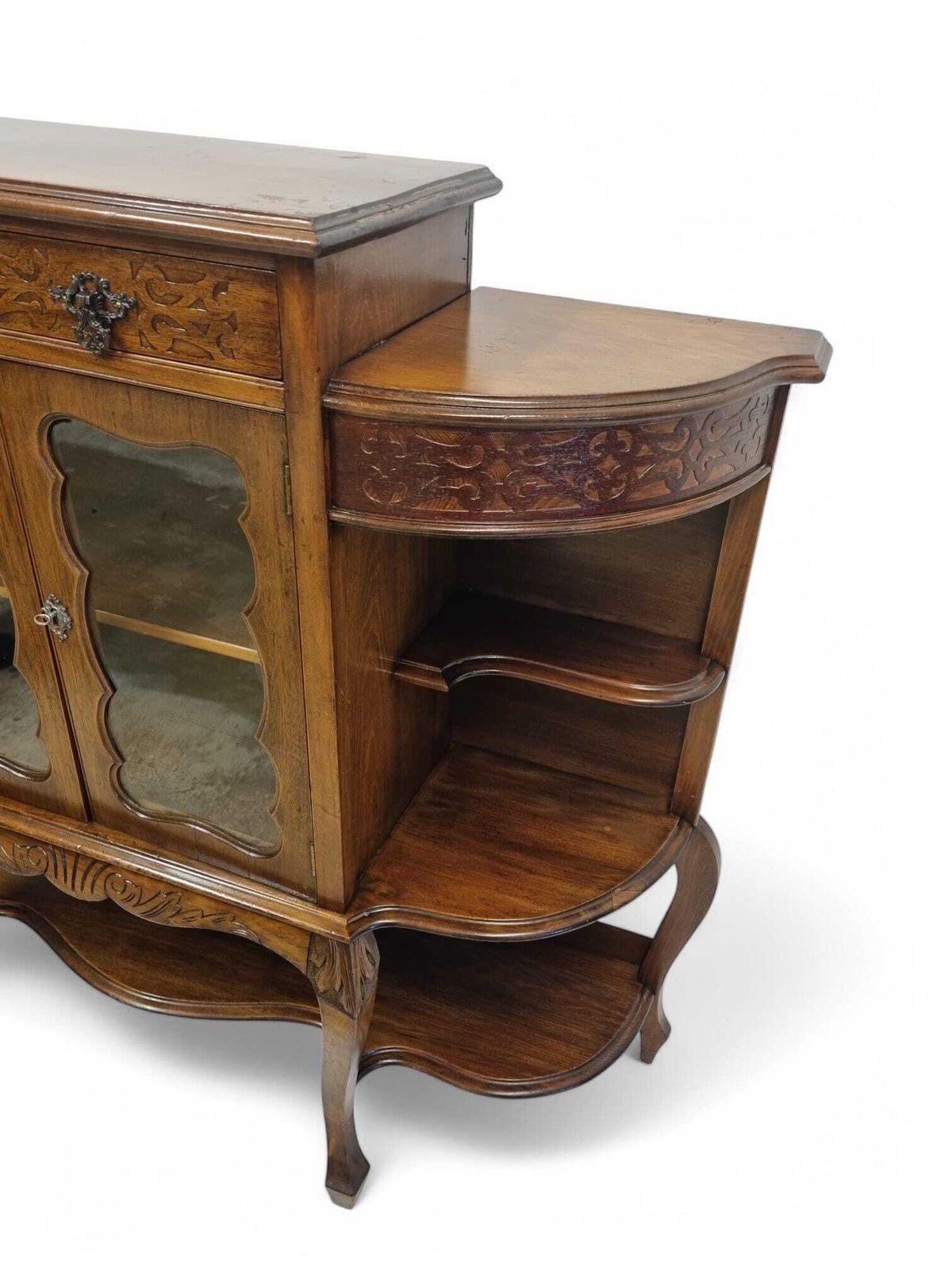 Antique Victorian Mahogany Drink Cabinet / Glazed Bookcase / C1890 photo Furniture