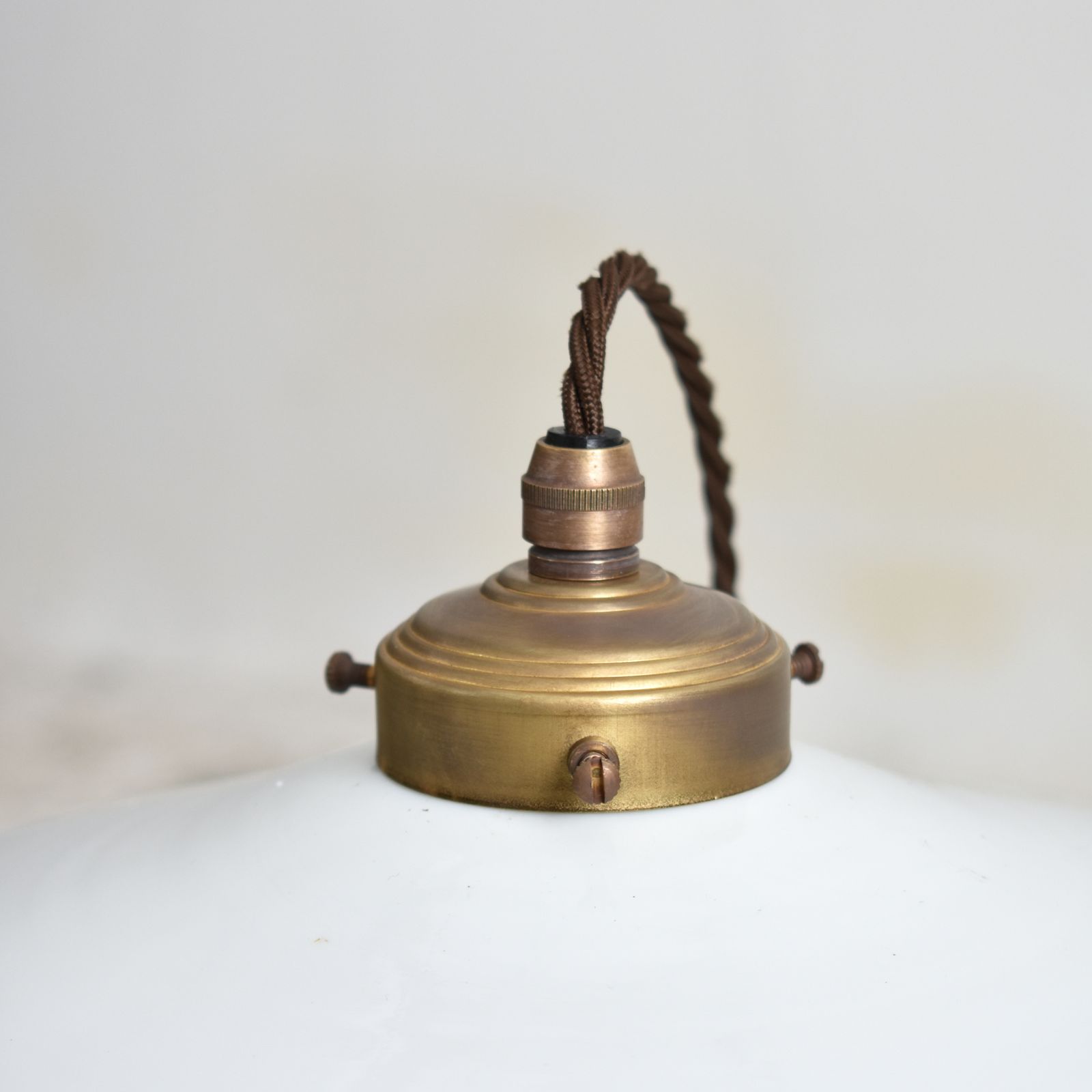 Antique French Coolie Milk Glass Pendant Light – B photo for sale