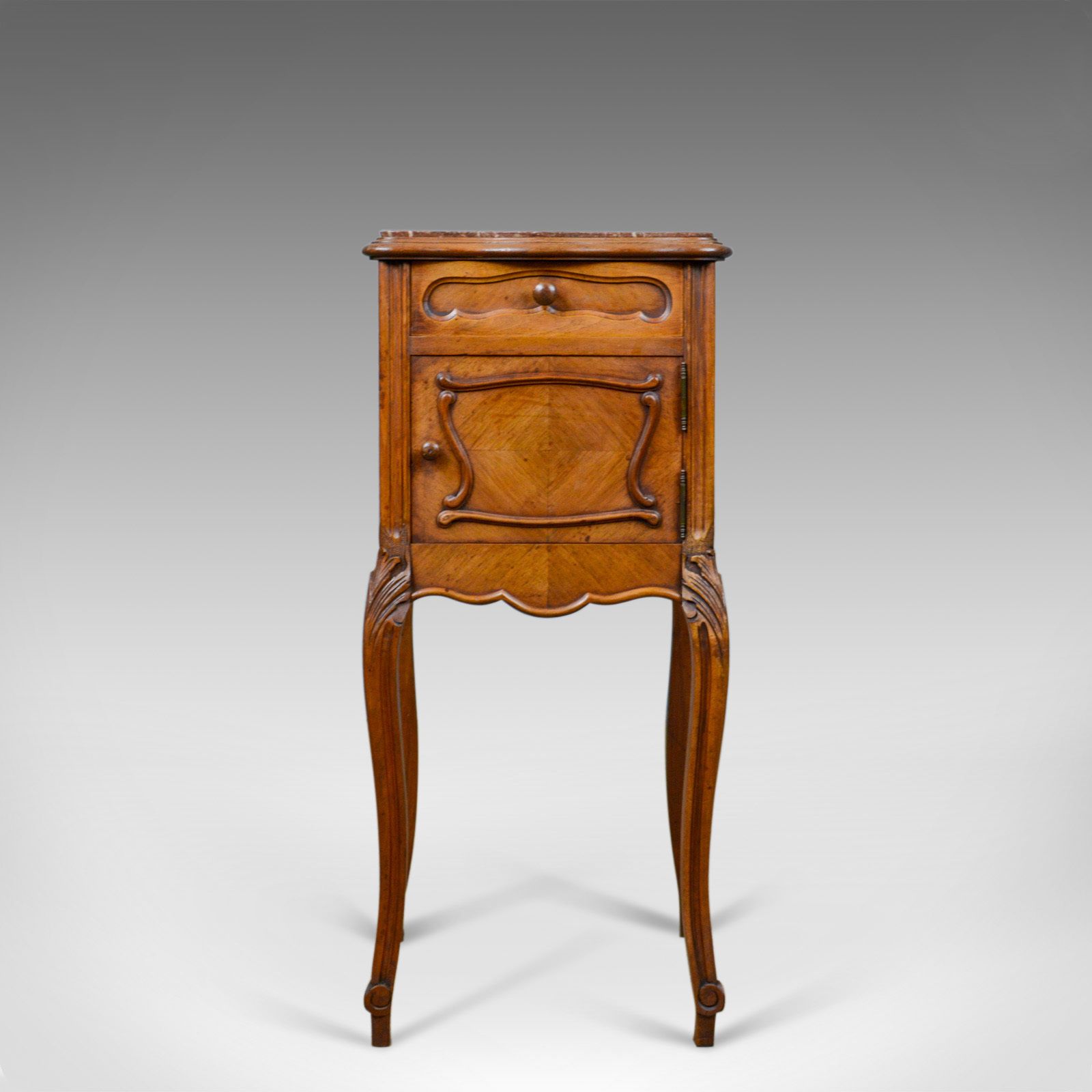 Antique French Bedside Cabinet, Edwardian, Walnut, Marble, Pot Cupboard, C.1910 photo furniture