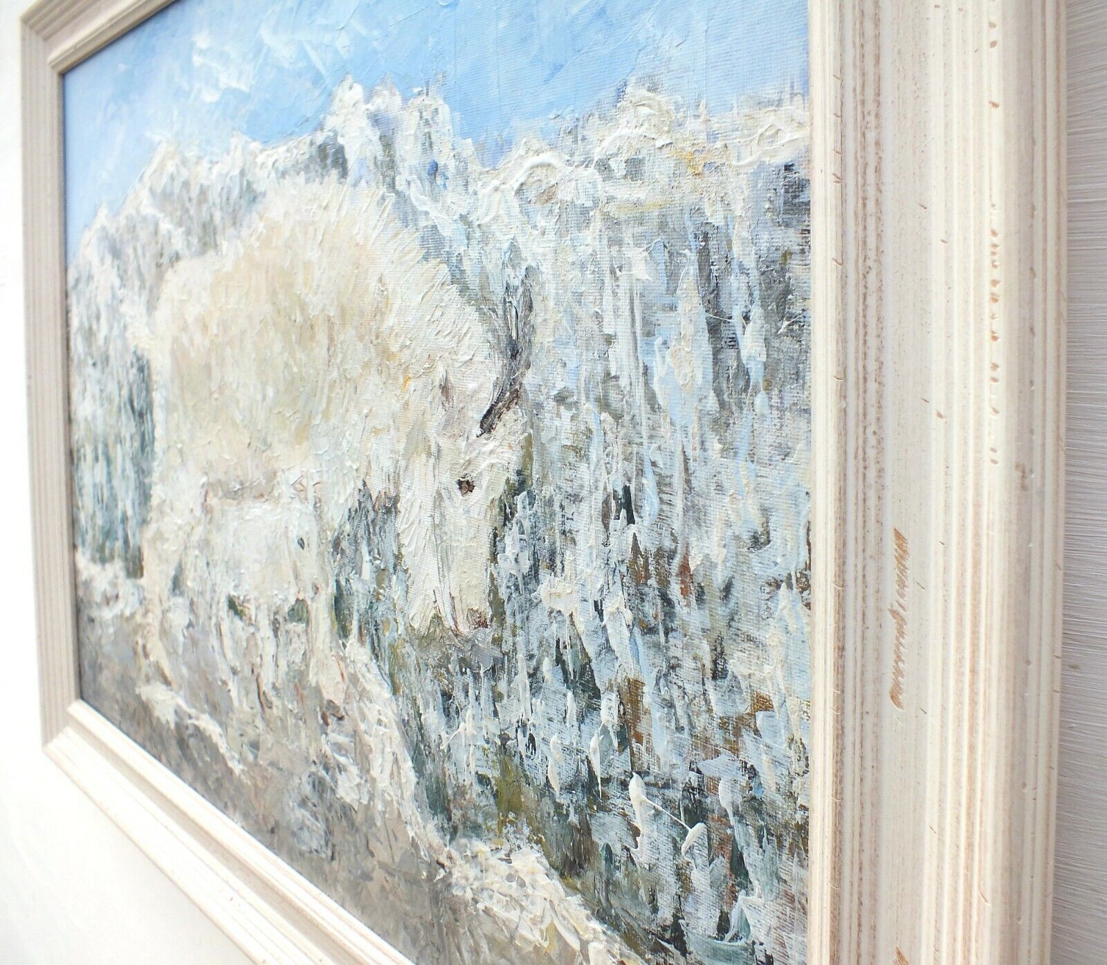 Mother & Kid Mountain Goats Original Painting  Signed Framed Andi J Lucas photo vinterior