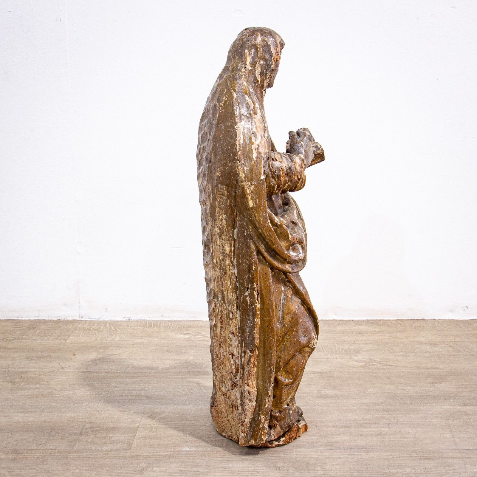 Painted 17th Century Carved Sculpture Of St. Anne photo Art
