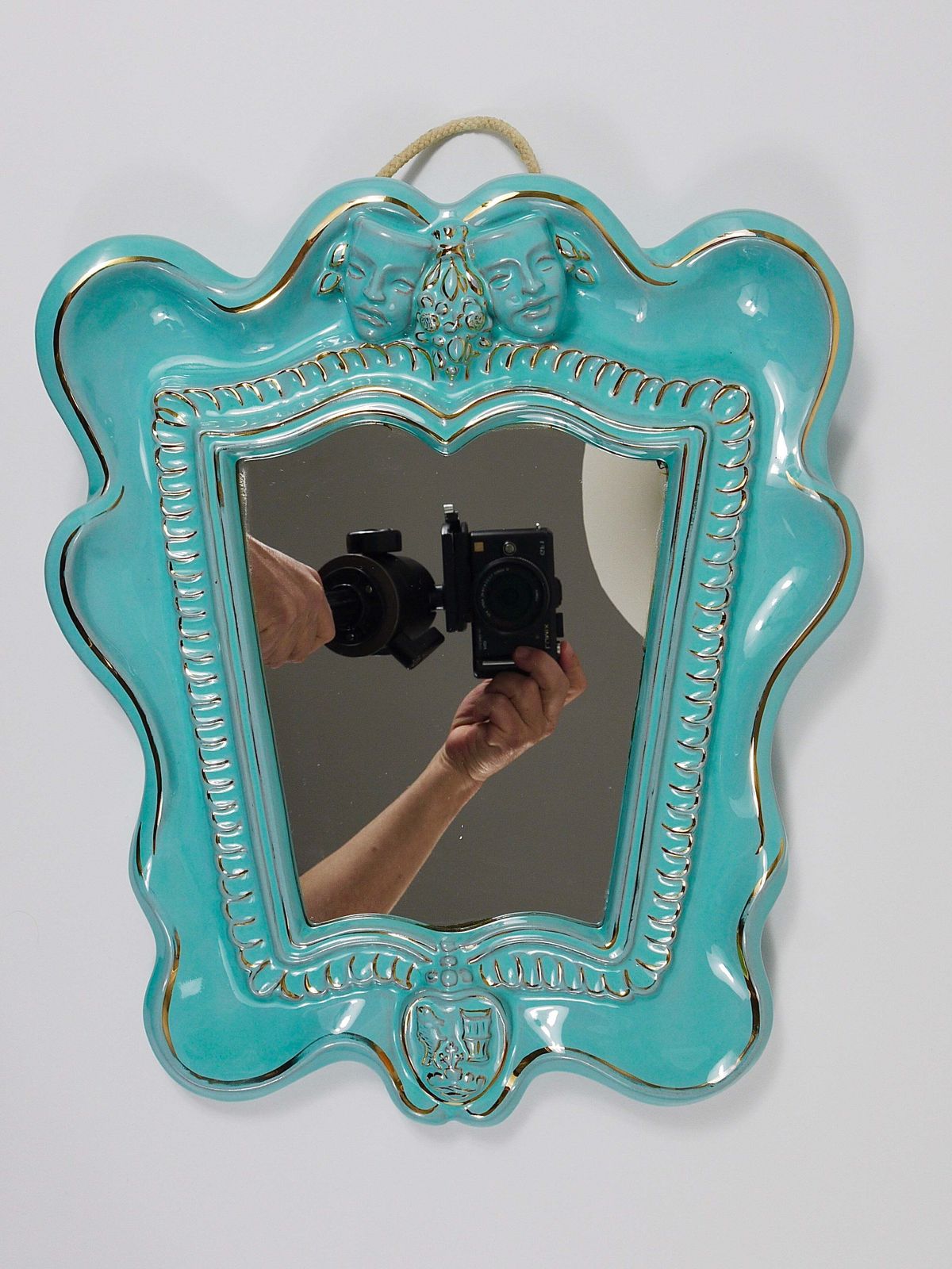 Art Deco Theater Terracotta Wall Mirror By Gmundner Keramik, Austria, 1930s