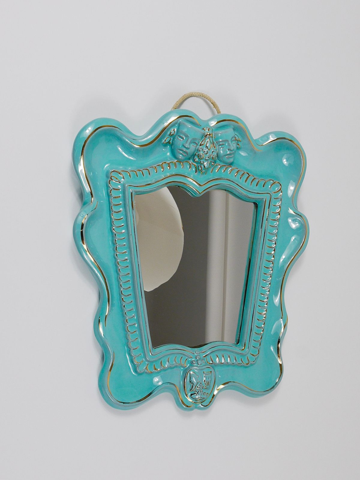 Art Deco Theater Terracotta Wall Mirror By Gmundner Keramik, Austria, 1930s photo furniture