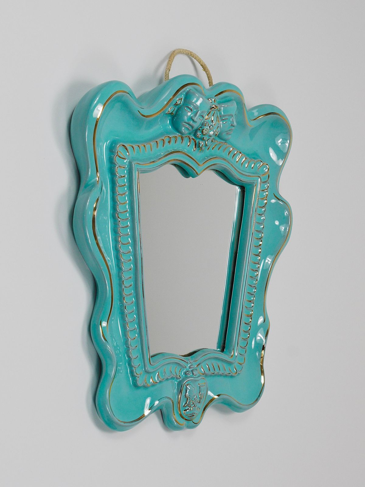 Art Deco Theater Terracotta Wall Mirror By Gmundner Keramik, Austria, 1930s photo 829.0