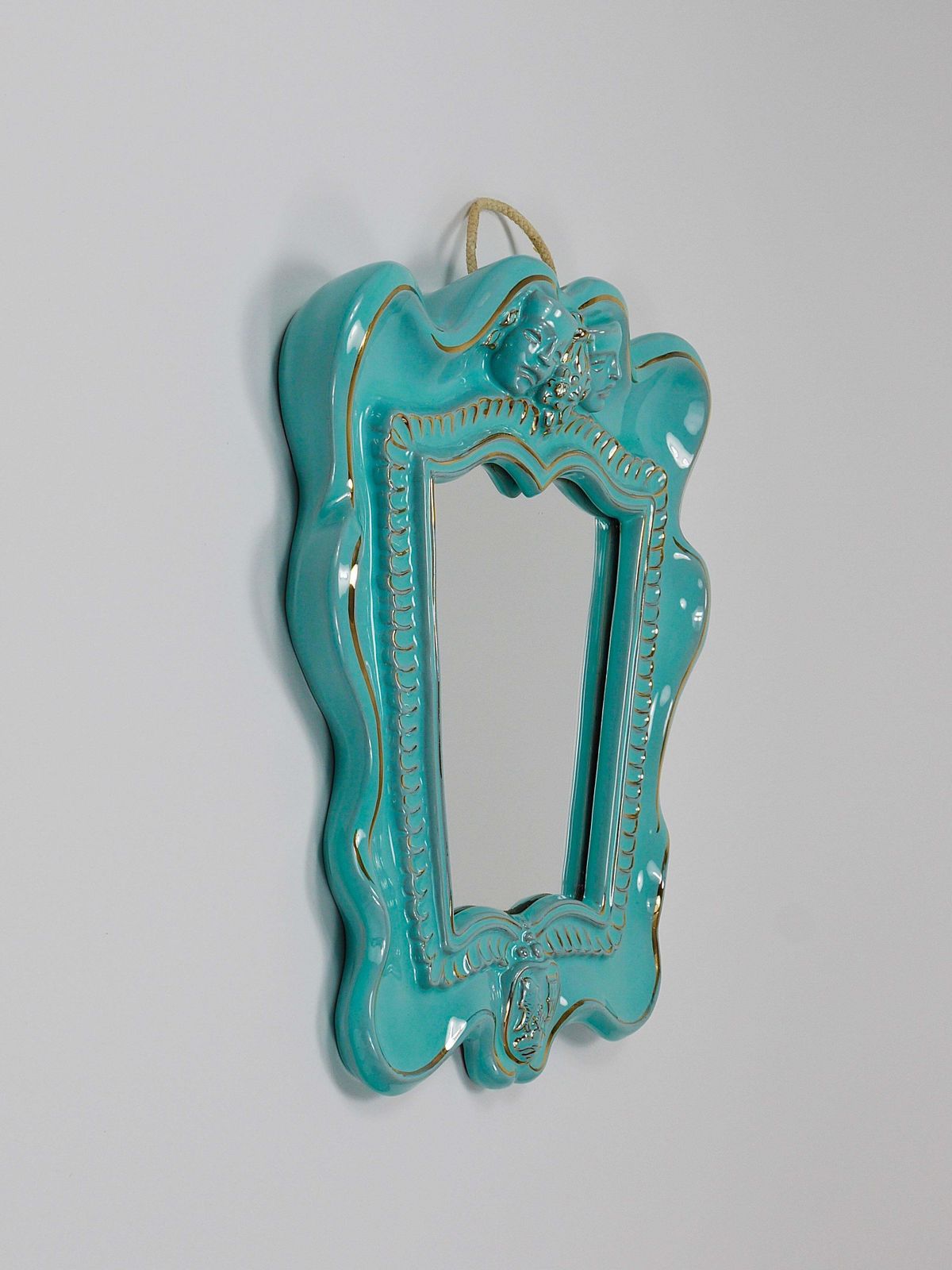 photo buy Art Deco Theater Terracotta Wall Mirror By Gmundner Keramik, Austria, 1930s