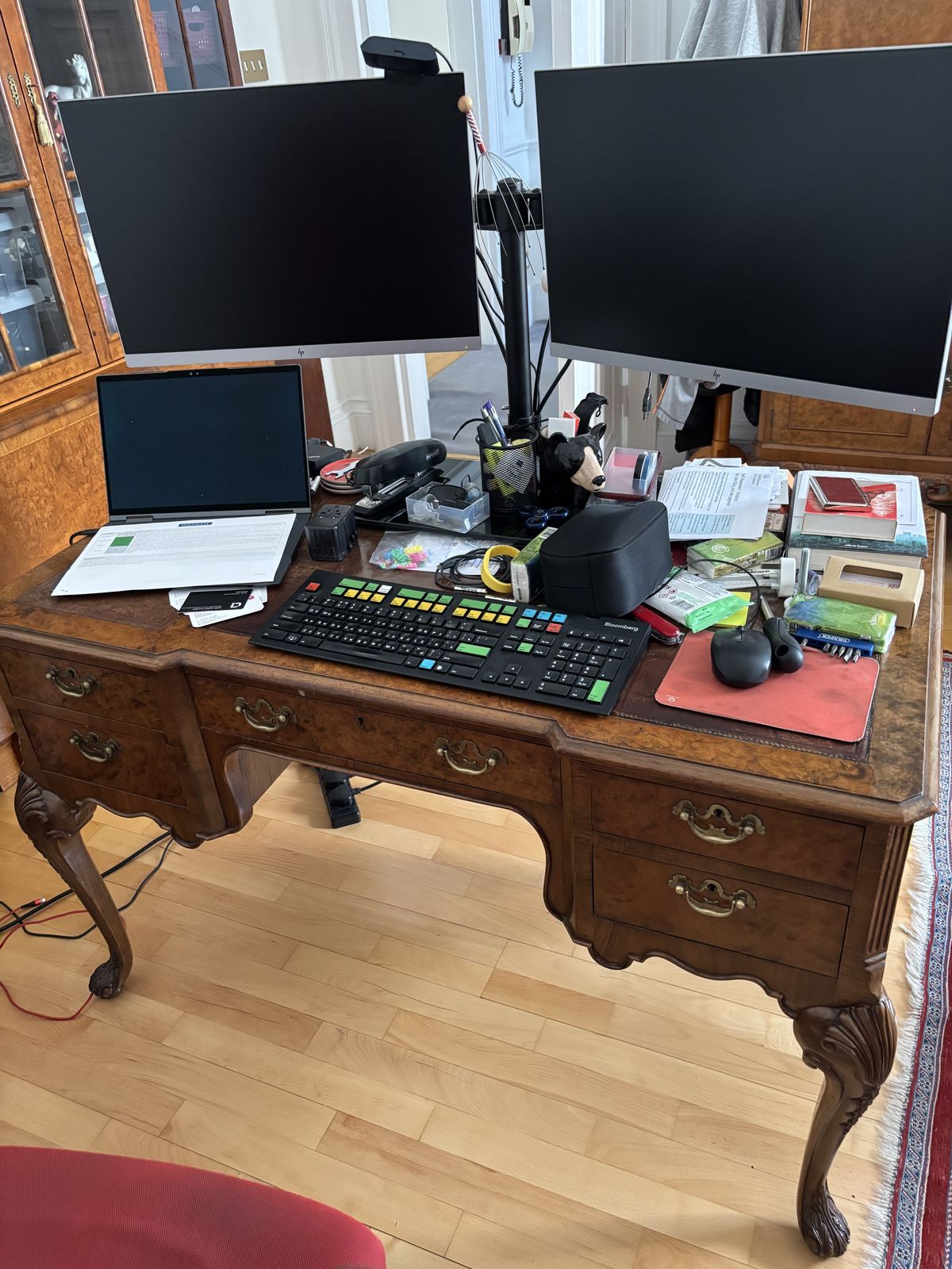 Furniture Vintage 20th Century Walnut Writing Desk In The Queen Anne Style photo