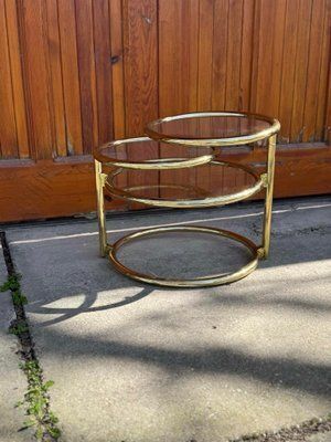 Vintage Brass Swivel Coffee Table In The Style Of Milo Baughman, 1970s photo vinterior