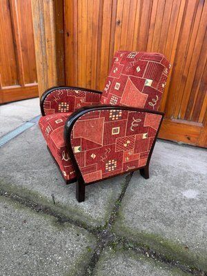 Art Deco Armchair With New Patterned Upholstery, 1930s photo for sale