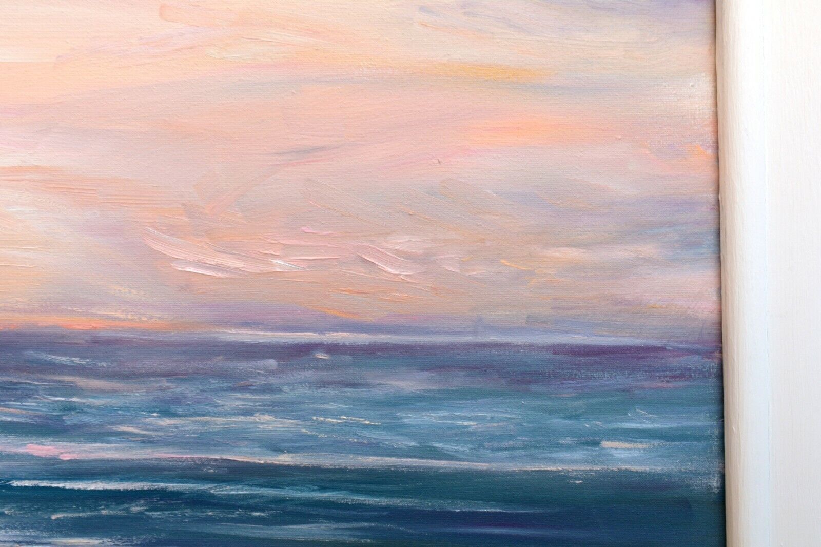 Normandy French Beach Sunset Seascape Oil Painting Wall Art Framed Andi J Lucas photo buy