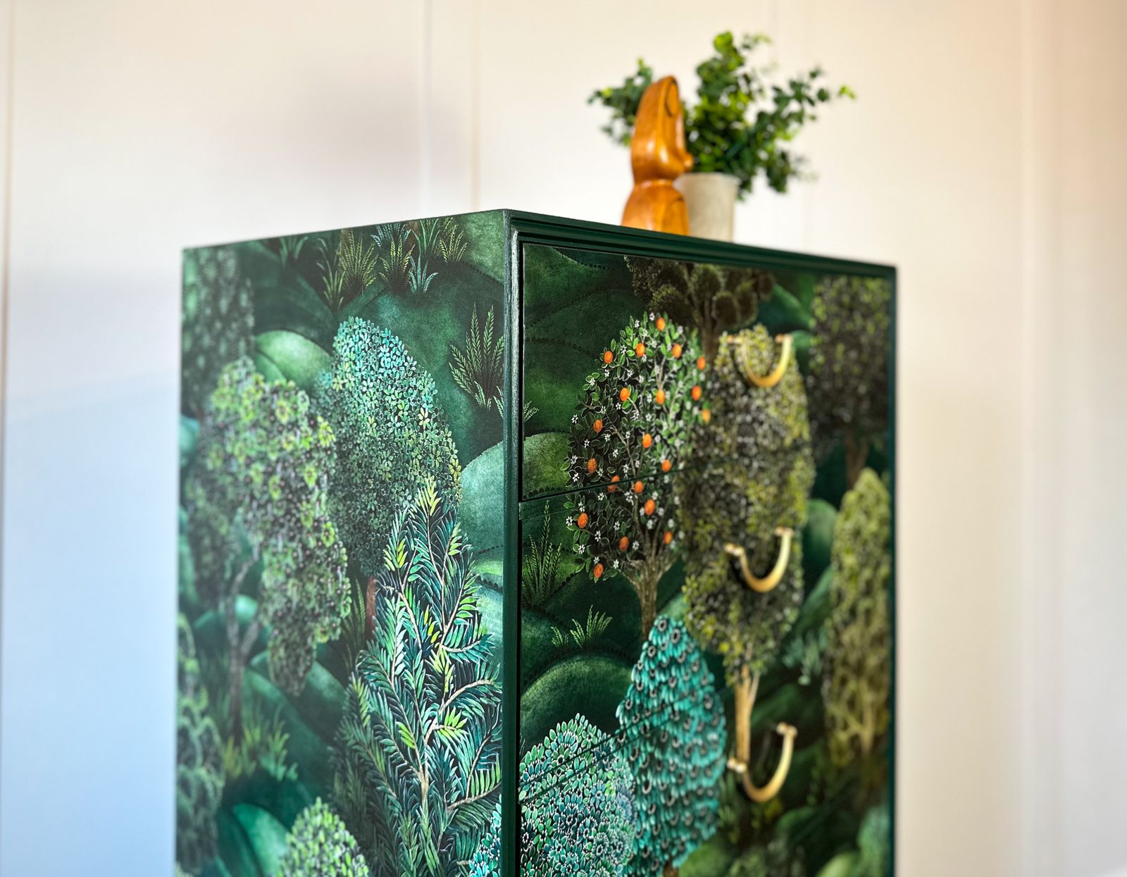 photo furniture Made To Order Cole & Son Forest Vintage Mid Century Chest Of Drawers, Green Storage Tallboy