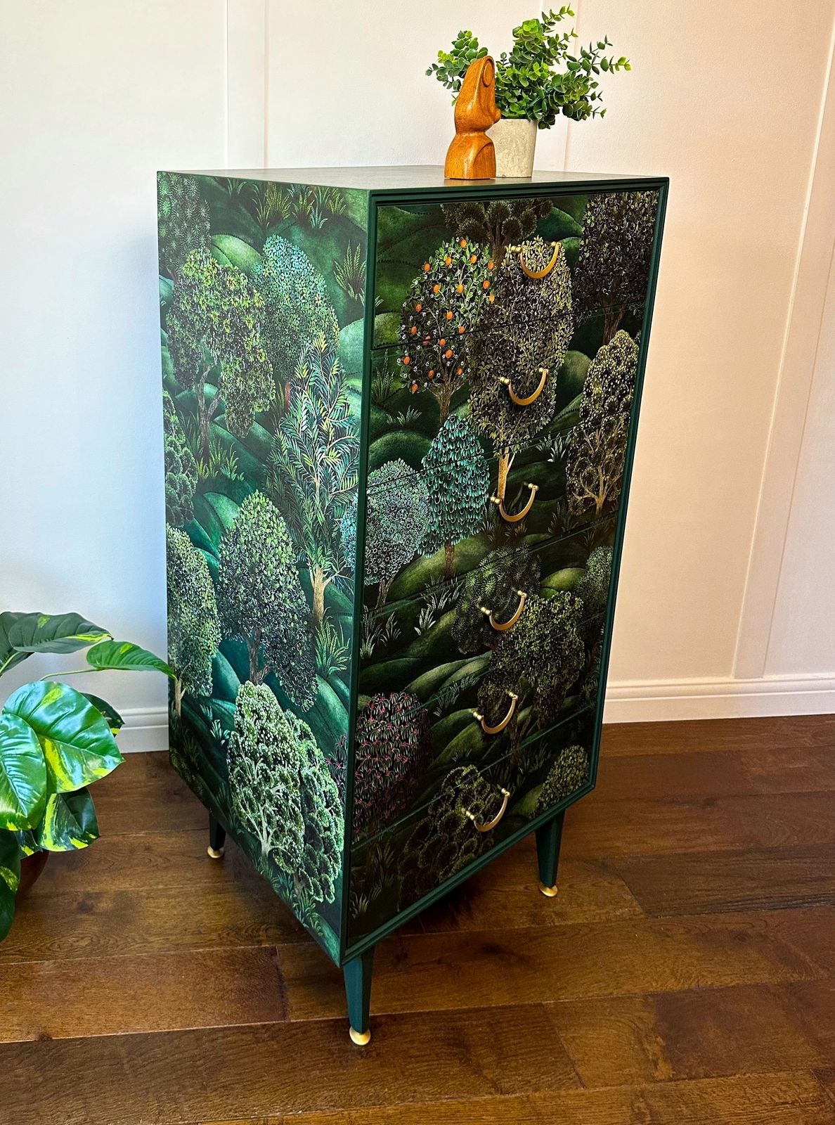 photo for sale Made To Order Cole & Son Forest Vintage Mid Century Chest Of Drawers, Green Storage Tallboy