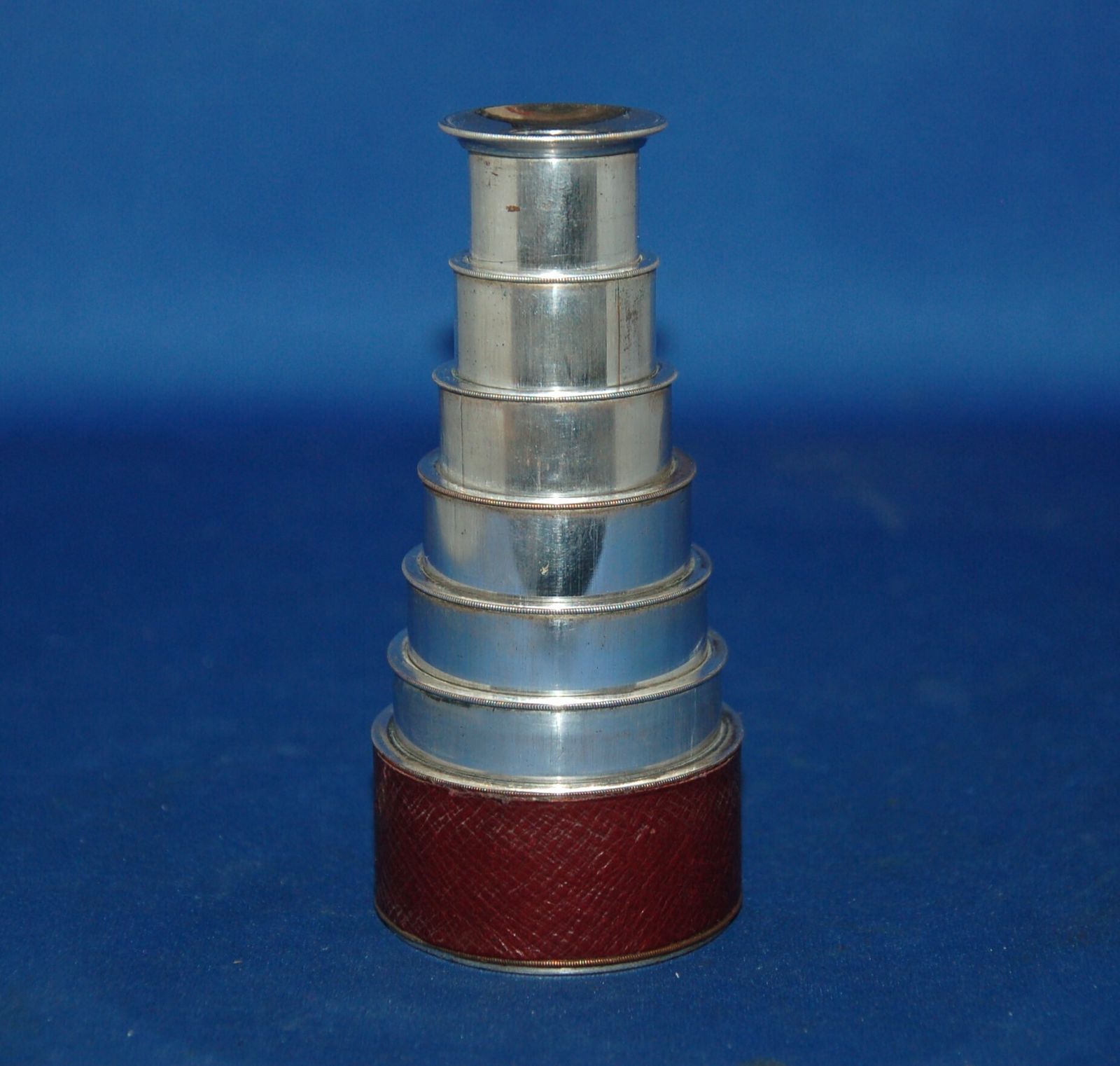 An Antique Six Draw Monocular, White Metal  Over Copper, Lenses Good photo Home Decor