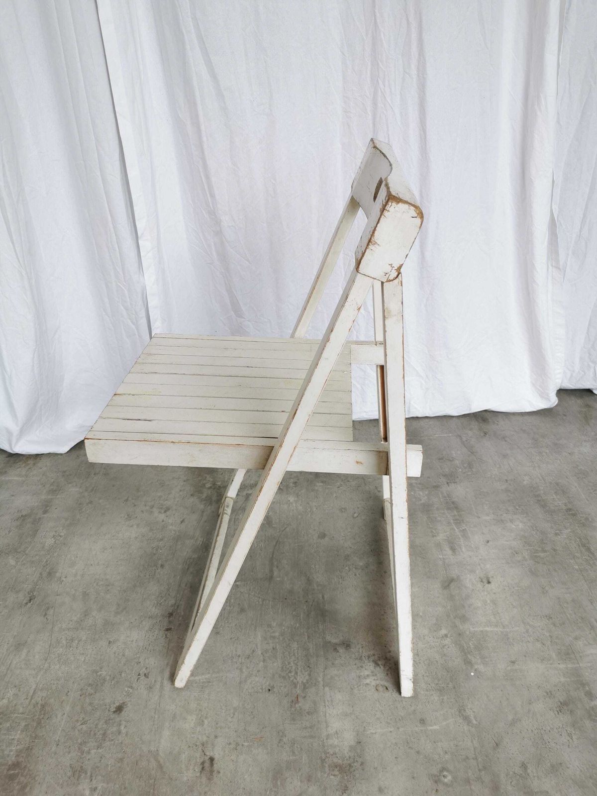 1 Of 14 Vintage Foldable Trieste Chairs By Aldo Jacober / 1970s / Mid Century White Wooden Dining Chair / Outdoor Or Indoor Bar Bistro Chair photo 162.0