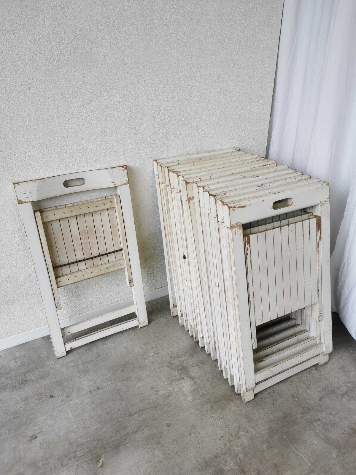 photo furniture 1 Of 14 Vintage Foldable Trieste Chairs By Aldo Jacober / 1970s / Mid Century White Wooden Dining Chair / Outdoor Or Indoor Bar Bistro Chair