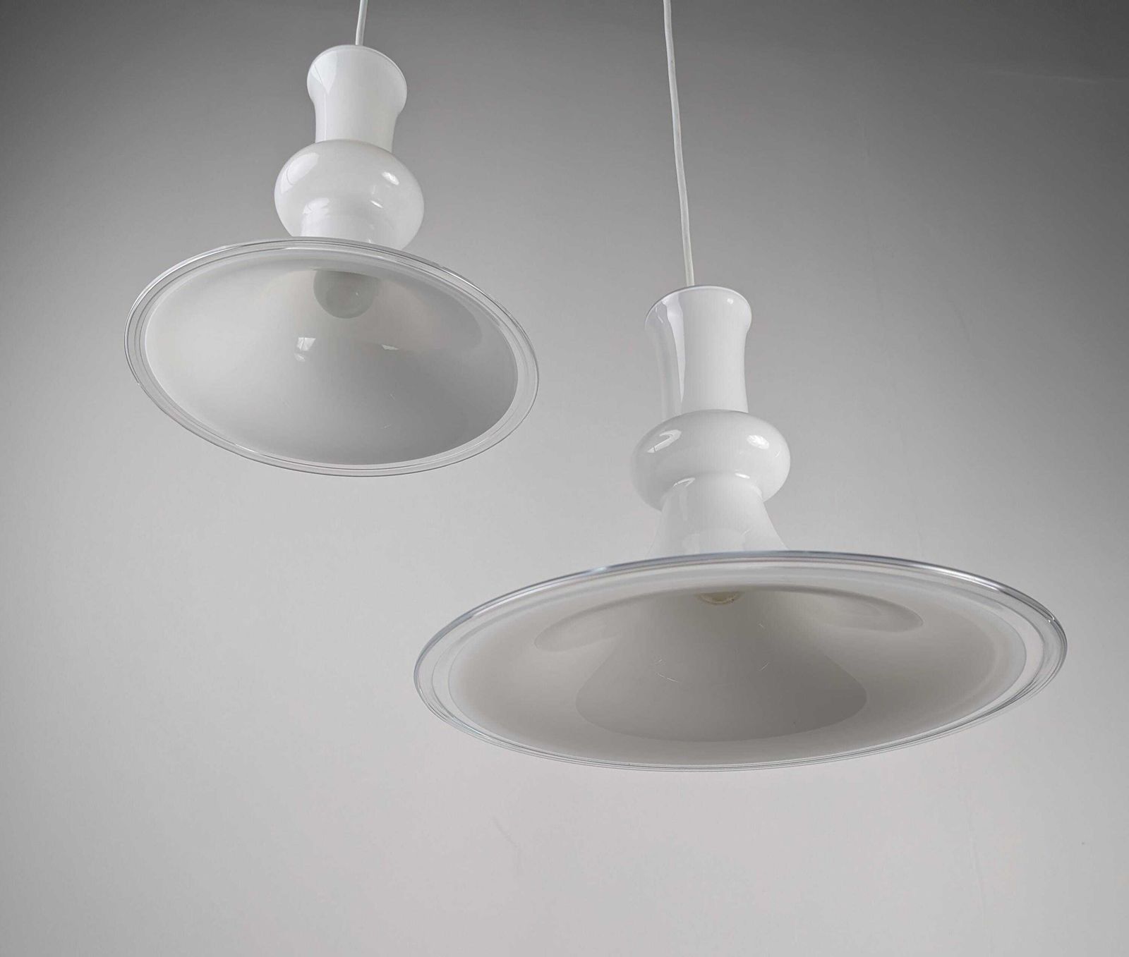 Pair Of Opaline Pendant Lamps By Michael Bang For Royal Copenhagen, 1970s photo vinterior