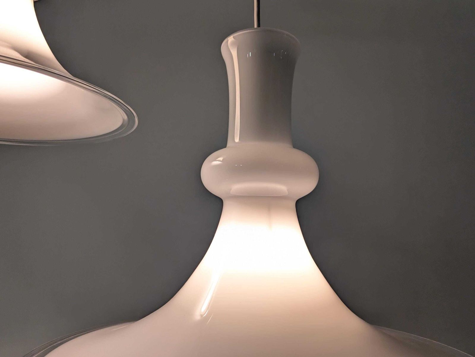 Pair Of Opaline Pendant Lamps By Michael Bang For Royal Copenhagen, 1970s photo buy