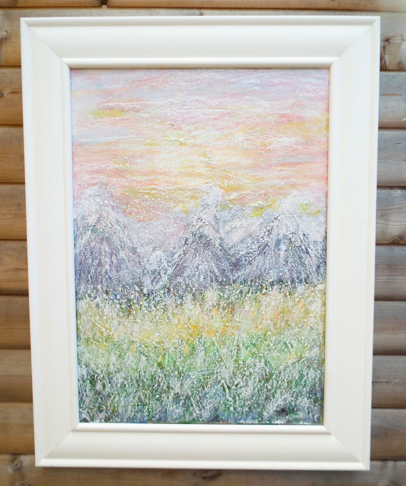 Large Abstract Mountain Landscape Snow Scene Painting Framed  Andi J Lucas photo 190.0