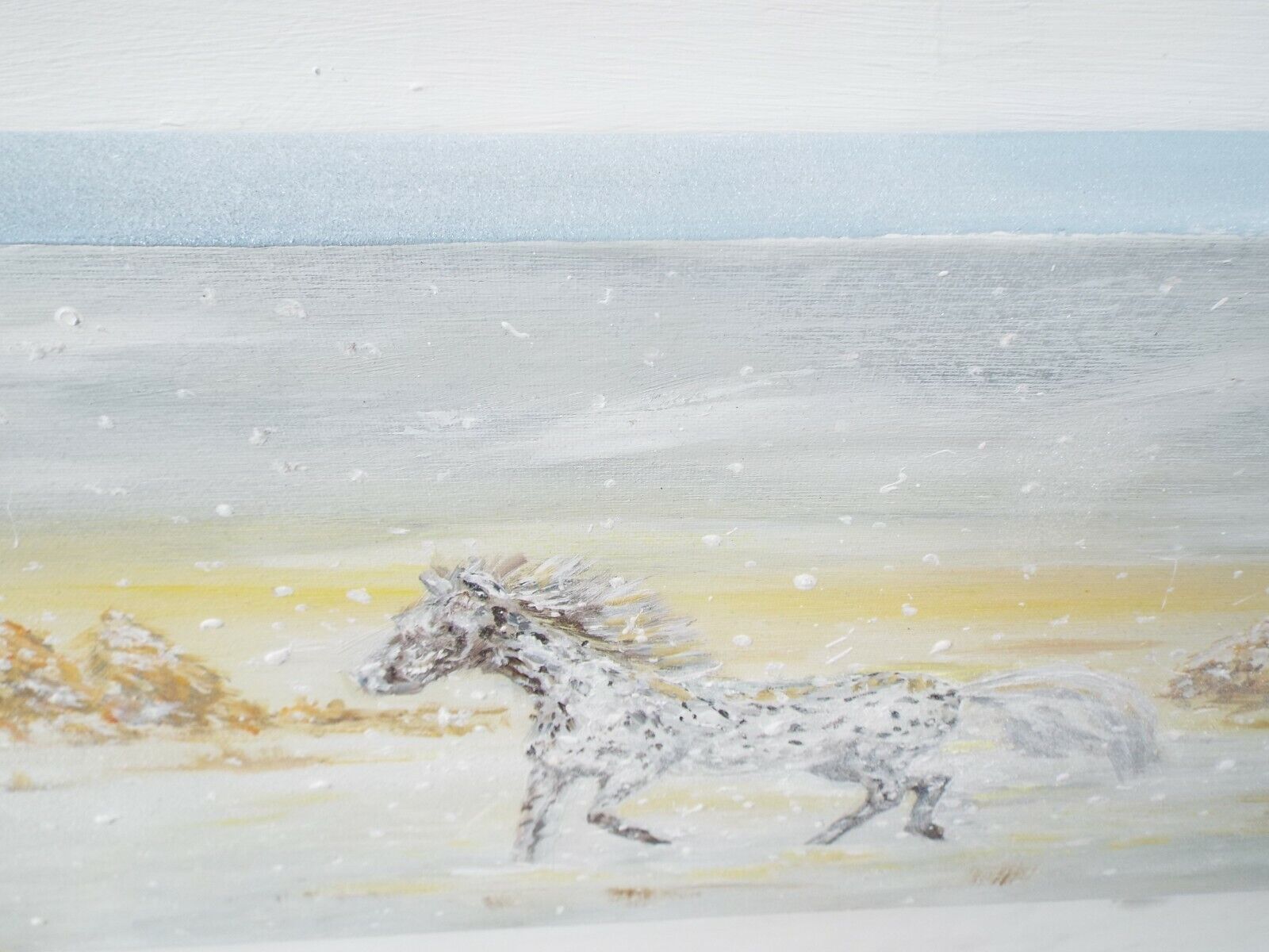 Original Painting Canvas Dappled Horse Winter Landscape Snow Scene Andi J Lucas photo 194.0