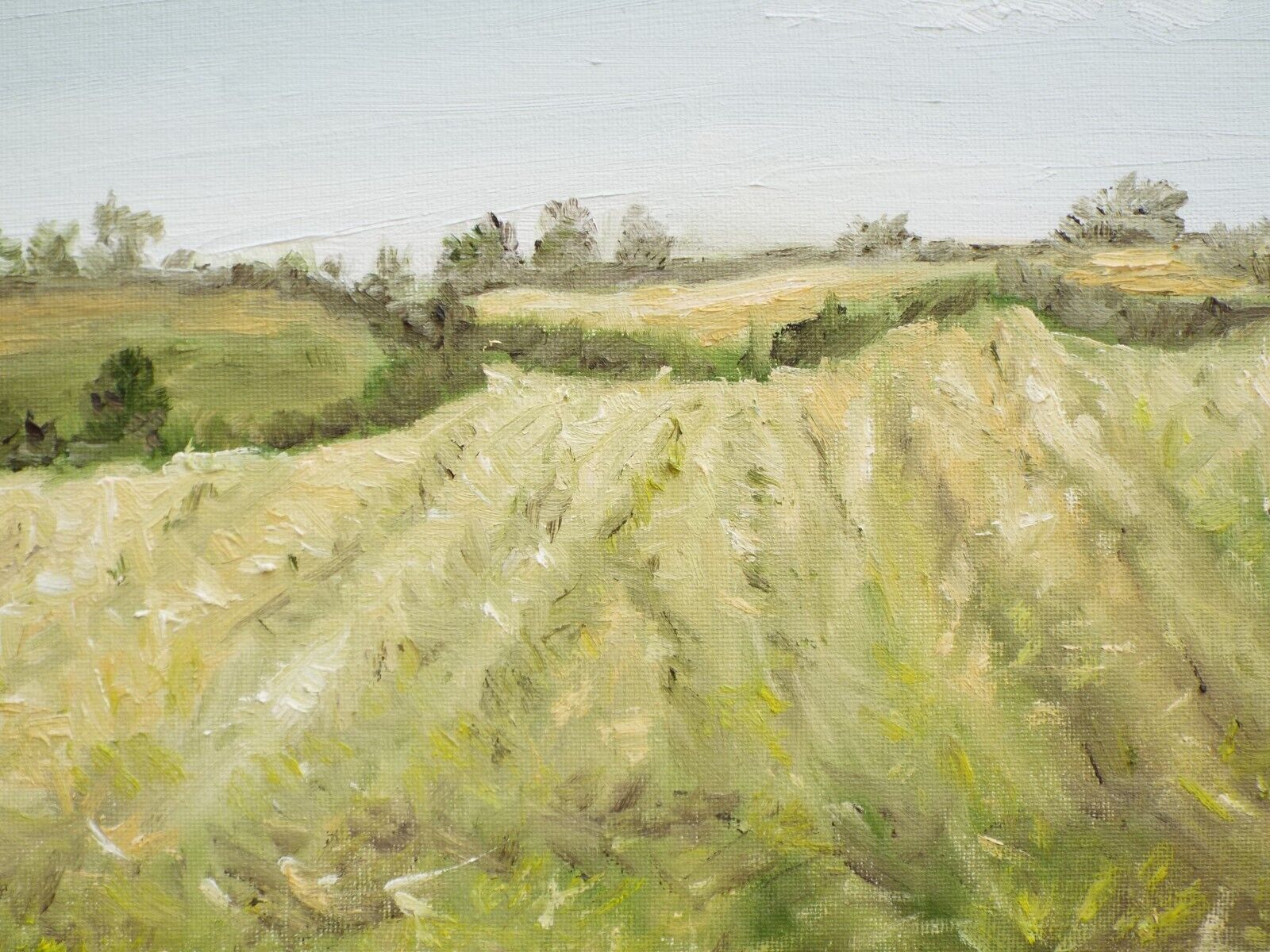 English Country Landscape Late Summer Field Original Oil Painting Andi J Lucas photo for sale