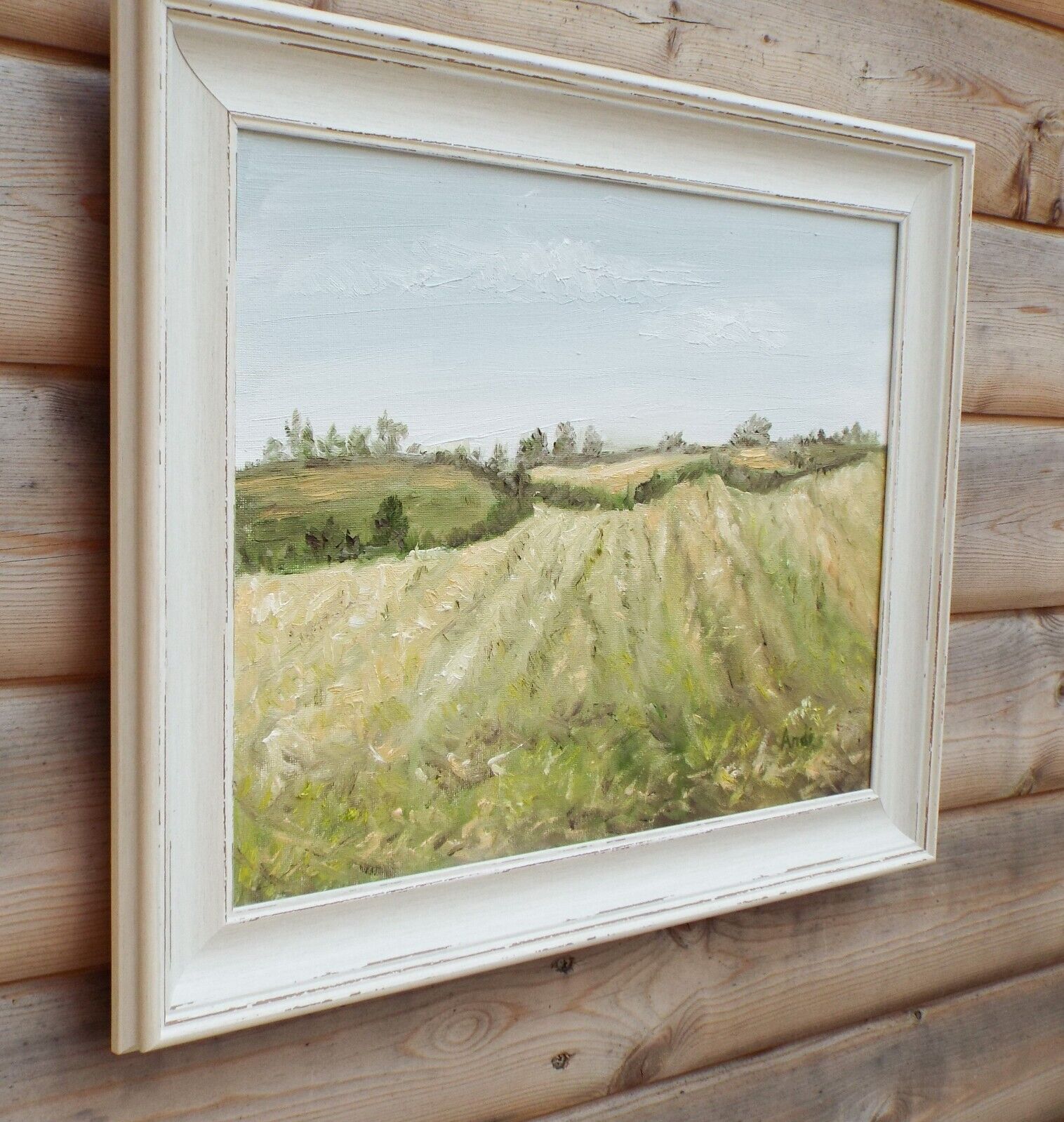 English Country Landscape Late Summer Field Original Oil Painting Andi J Lucas photo buy