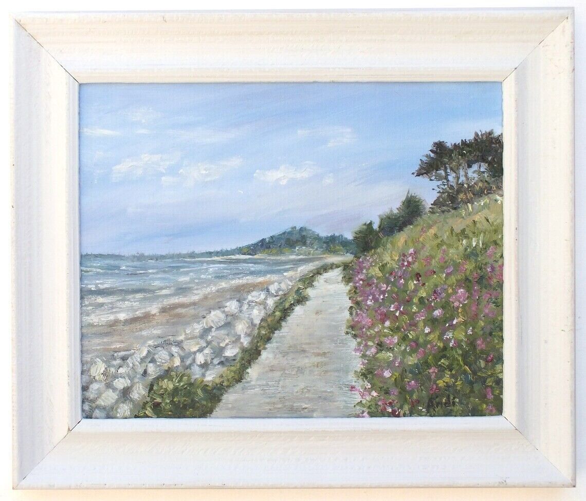 Beach Seaside Seascape Floral Original Oil Painting Signed Framed Andi J Lucas