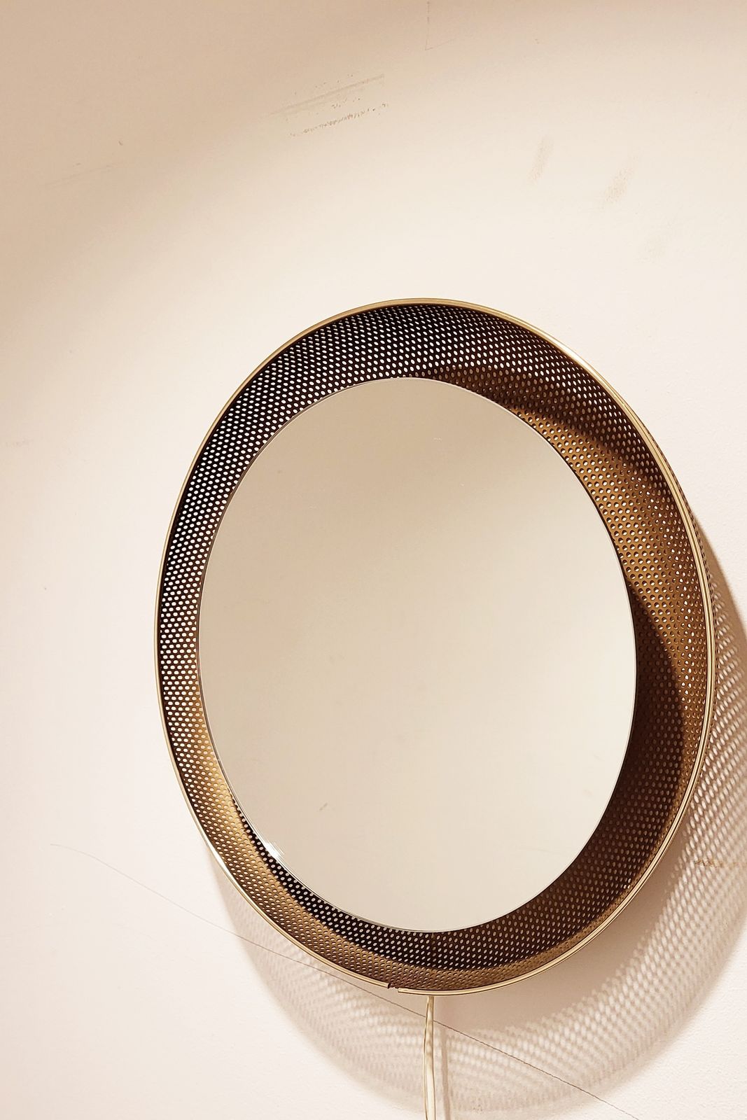 Mid Century Gold Perforated Backlit Mirror By Floris Fiedeldij, 1950s photo 680.0