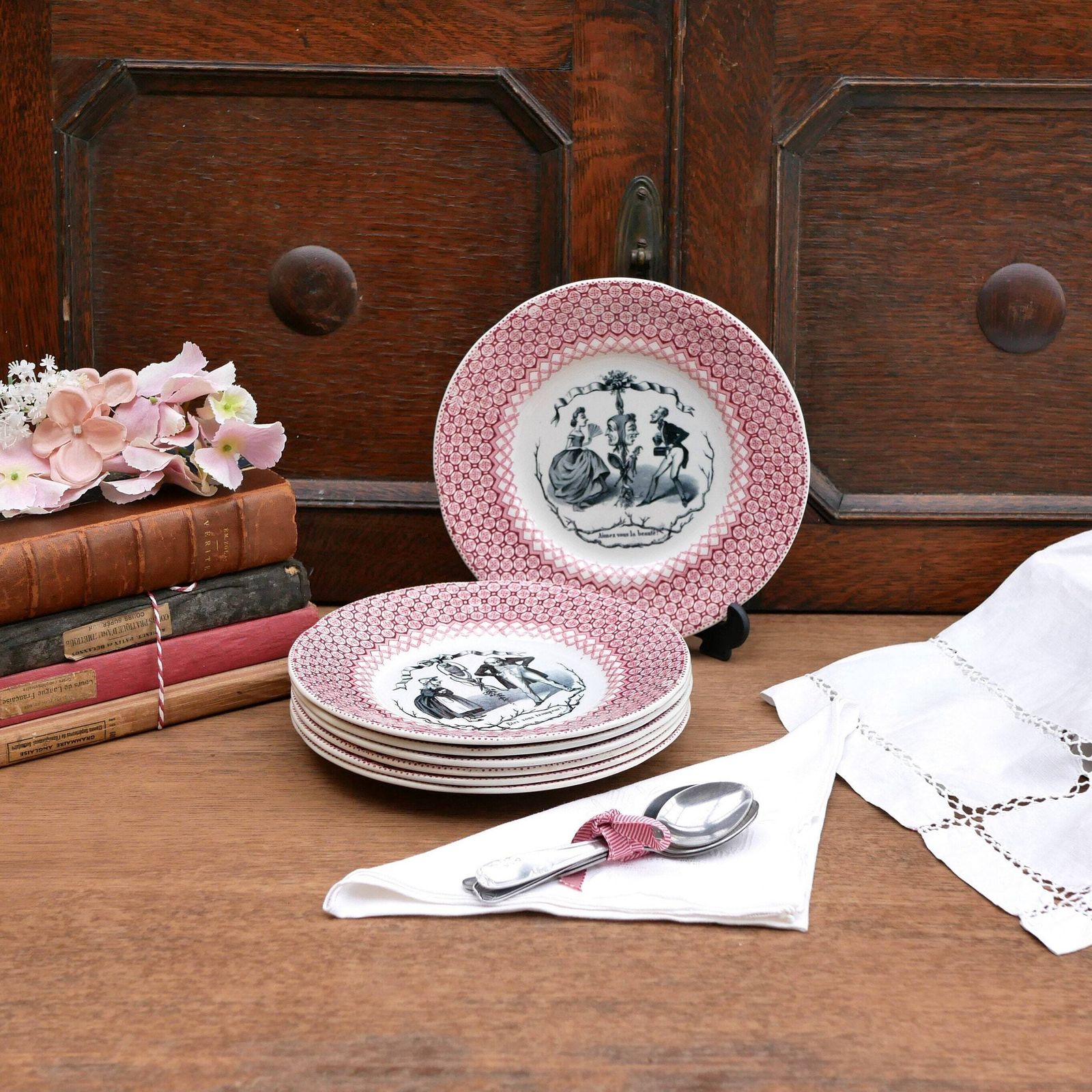 Hautin Boulenger Antique French Red Talking Plates Questions And Answers Produced During The Late 1800s Collectable And Decorative Plates