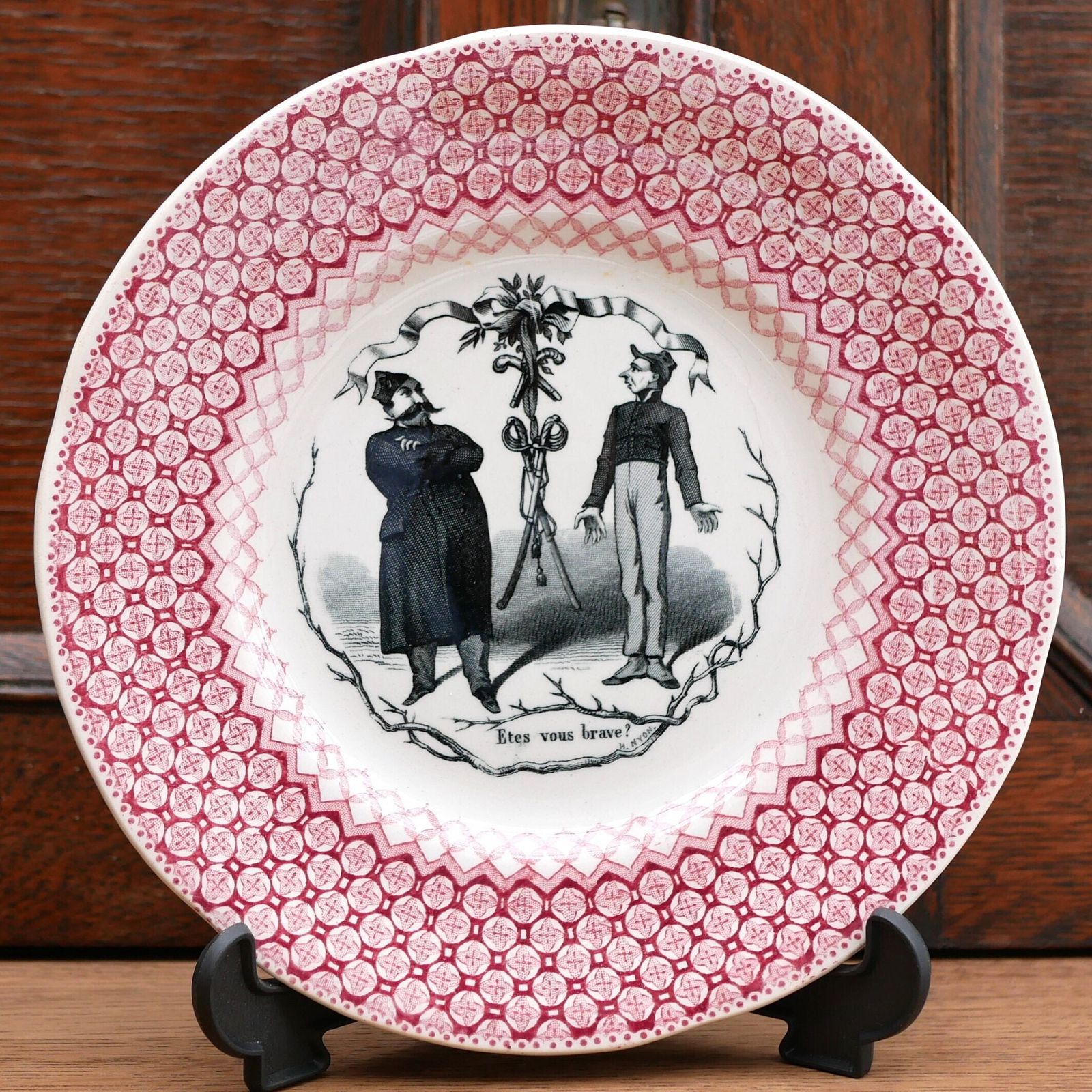 Hautin Boulenger Antique French Red Talking Plates Questions And Answers Produced During The Late 1800s Collectable And Decorative Plates photo 148.0