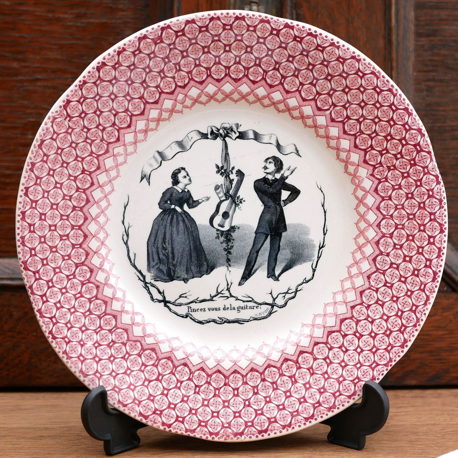 Hautin Boulenger Antique French Red Talking Plates Questions And Answers Produced During The Late 1800s Collectable And Decorative Plates photo vintage