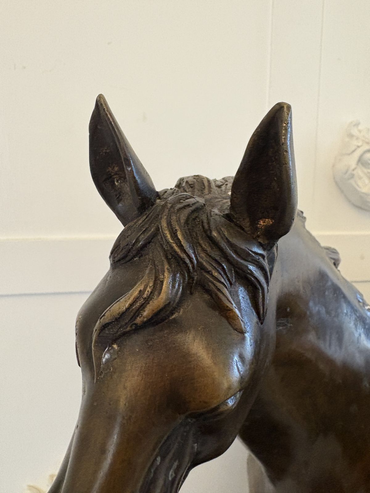 photo vinterior Large Antique Bronze Study Of A Nude Male On Horseback