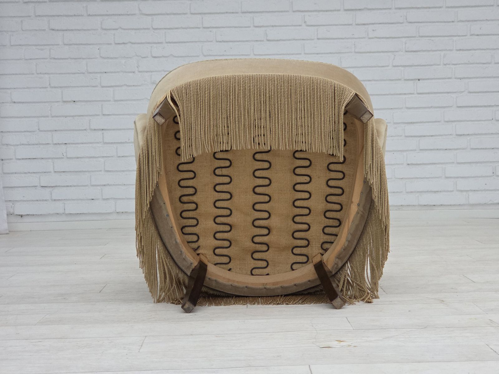 Ca. Jaren 1960, Deense Fauteuil In Groen/Bruin Meubelvelours, Ongerestaureerde Staat. photo furniture