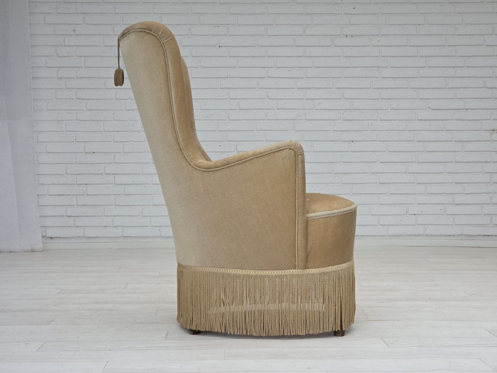 1960s, Danish Armchair In Green/Brown Furniture Velour, Original Condition. photo buy