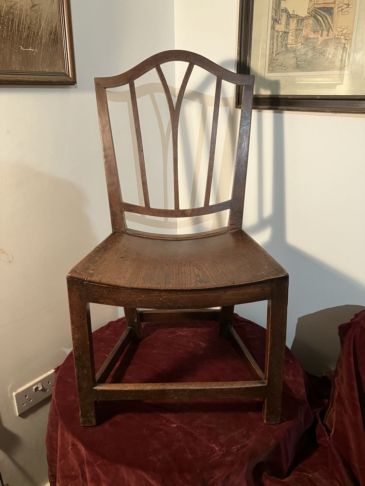 Early 18th Century,Elm Scooped Concave Seat English  Dining Chair photo vintage