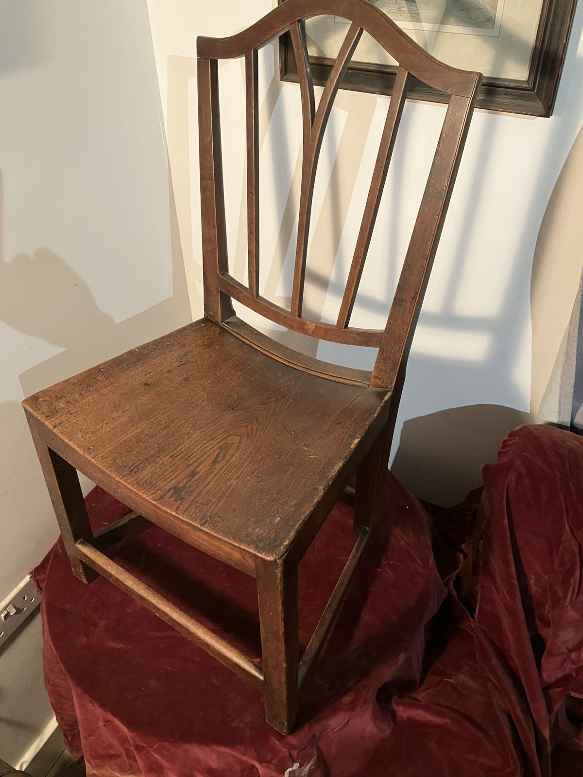 Furniture Early 18th Century,Elm Scooped Concave Seat English  Dining Chair photo