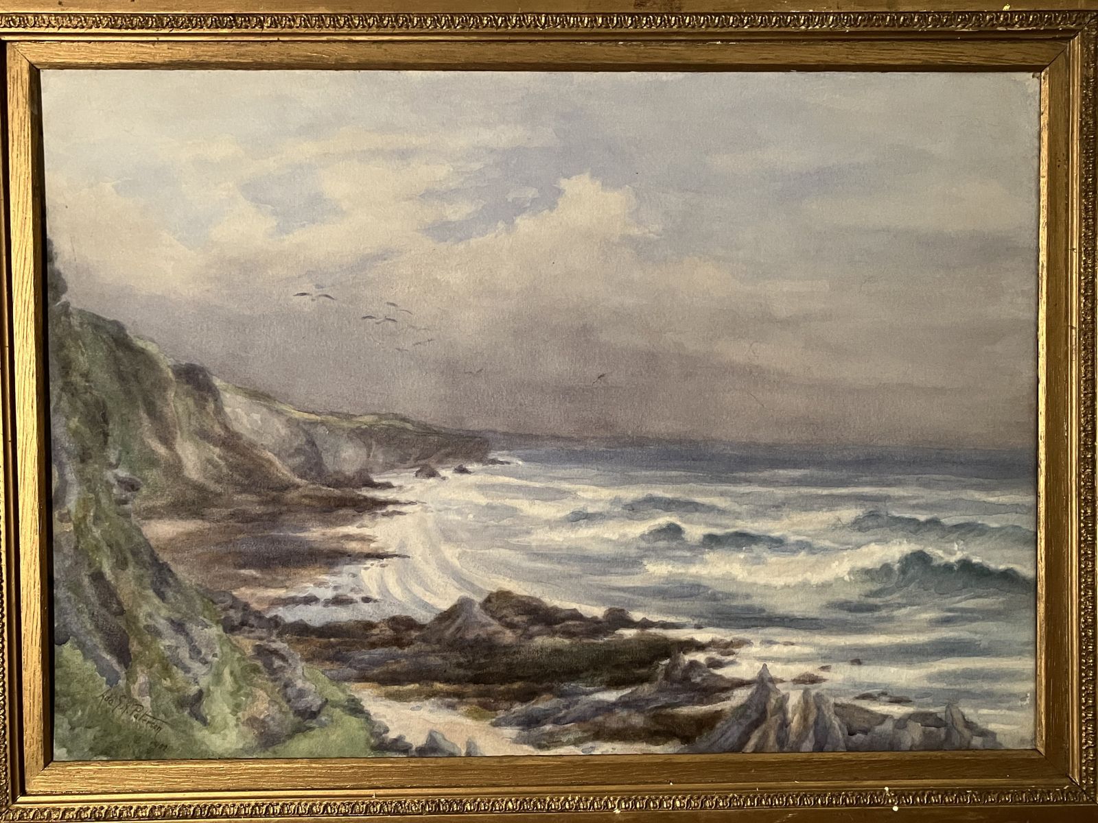 Original Work By Ada Elma Alberta Paterson C.1868–1948 Coastal Scottish Landscape Framed photo vintage