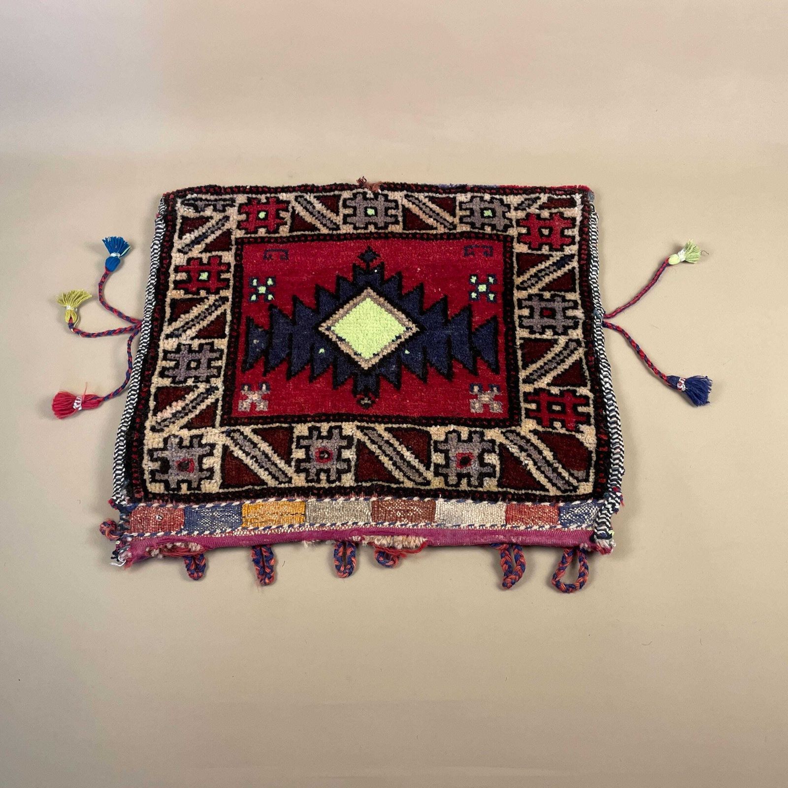 Antique Kilim Cushion Moroccan Rug Carpet Bolster Pillow Handwoven Handmade Woven Traditional Mat Fabric 44x50cm Scatter Vintage Old photo for sale