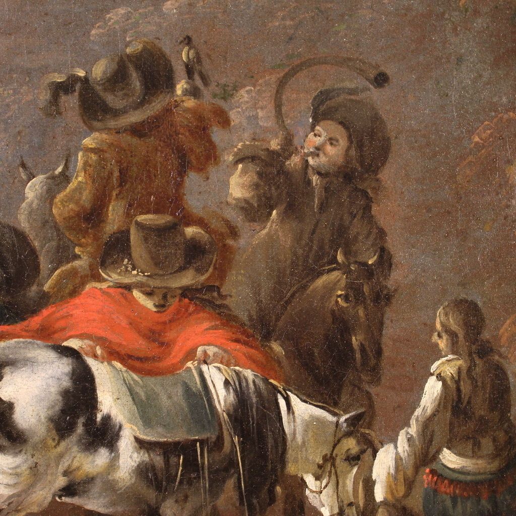 6100.0 Flemish Painting From The 17th Century, Hunting Scene photo