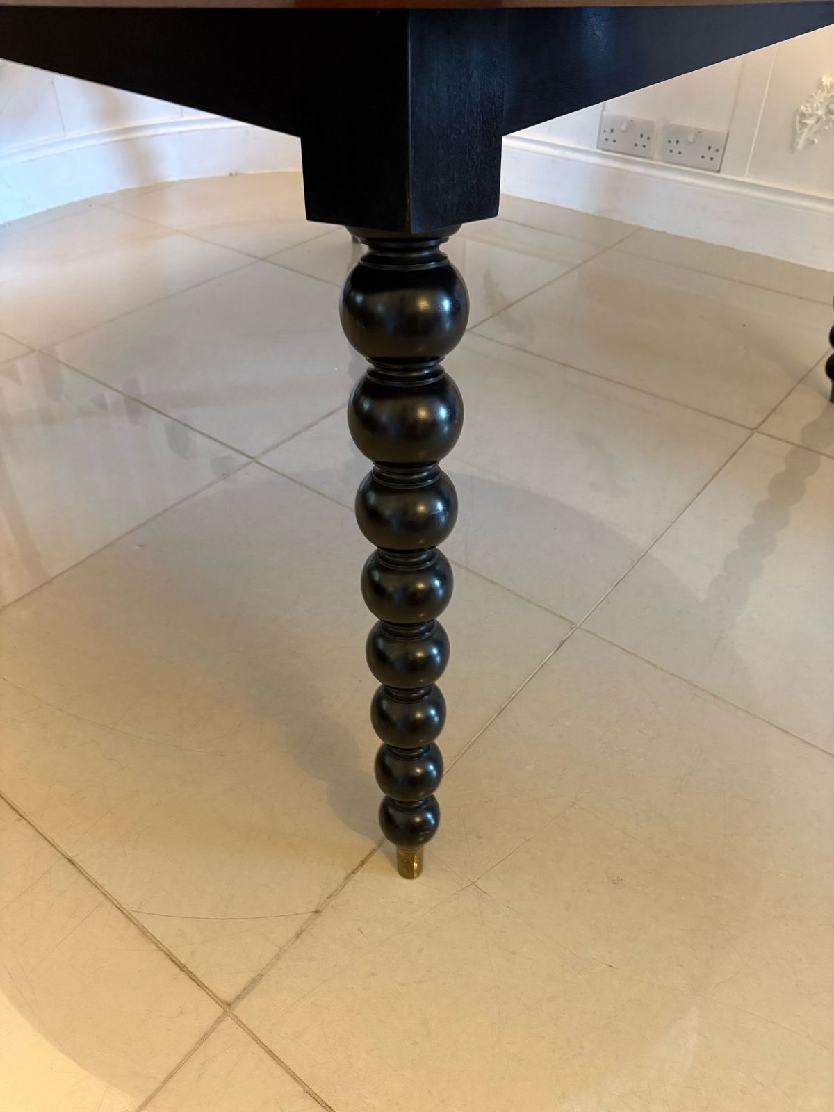 Magnificent Quality Large Antique Burr Pollard Oak And Ebony Inlaid Round Dining Table photo furniture