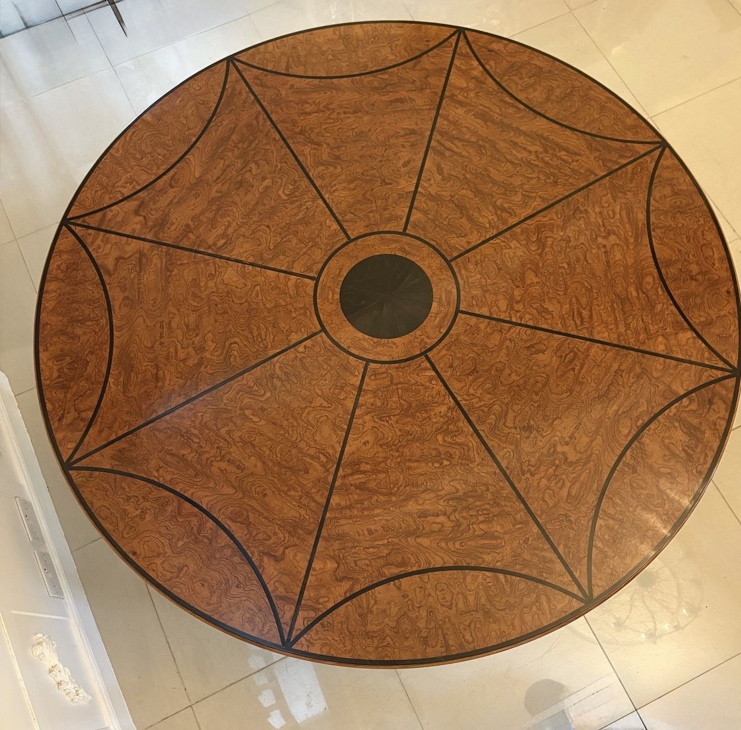 17500.0 Magnificent Quality Large Antique Burr Pollard Oak And Ebony Inlaid Round Dining Table photo
