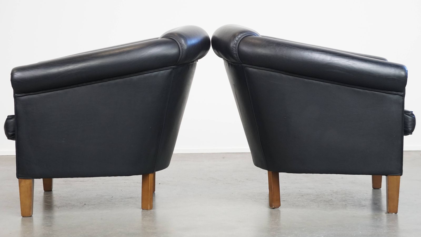 Beautiful Set Of 2 Black English Style Cowhide Club Chairs With A Timeless Design photo Furniture