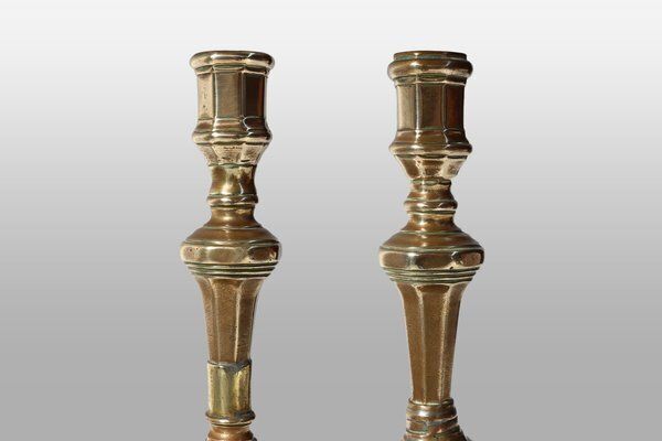 Antique French Copper Candleholders, 1800, Set Of 2 photo for sale