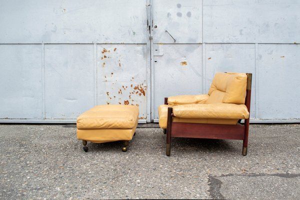Sella Leather And Rosewood Chair With Ottoman By Carlo De Carli For Luigi Sormani, 1966, Set Of 2 photo furniture