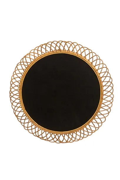 Pair Of Round Rattan Mirrors With Interlacing. 1980s. photo for sale
