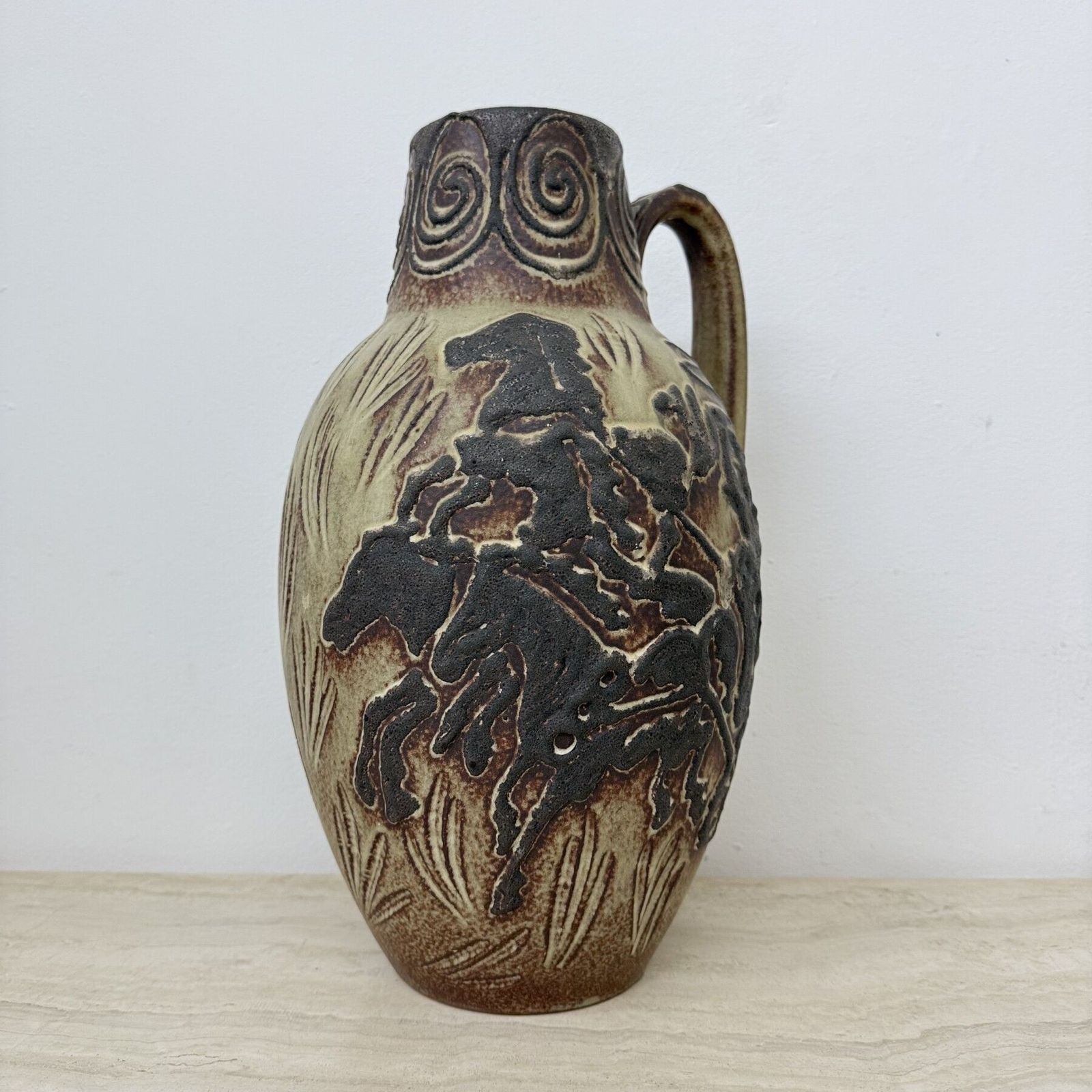 Vintage Scheurich West Germany Vaas Met Paardendecor, Jaren 1970