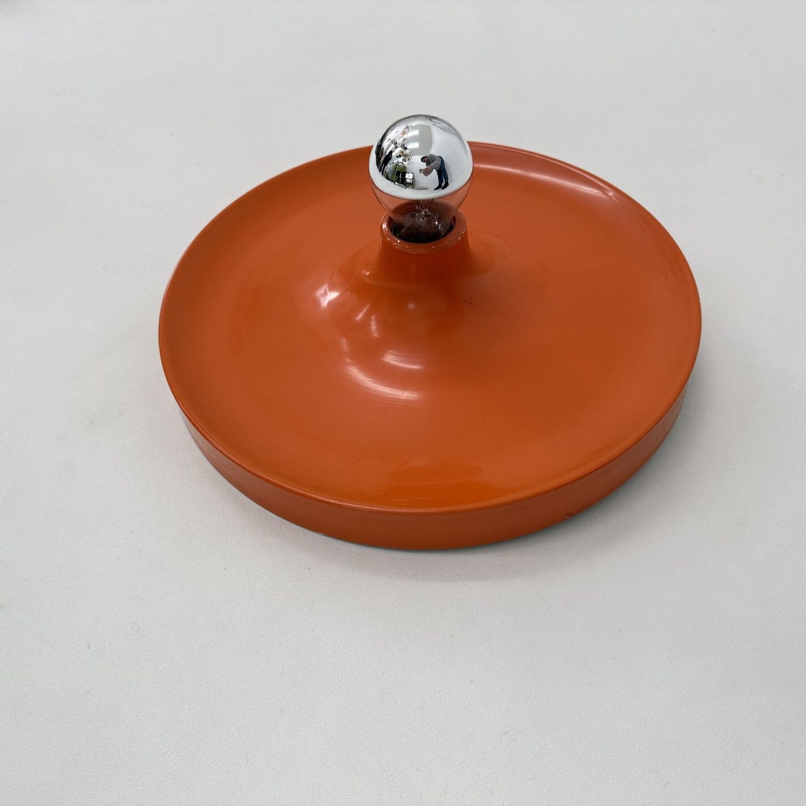 Mid Century Design Honsel Orange Space Age Disc Lamp , 1970s Attributed To Charlotte Perriand For Les Arcs photo vintage