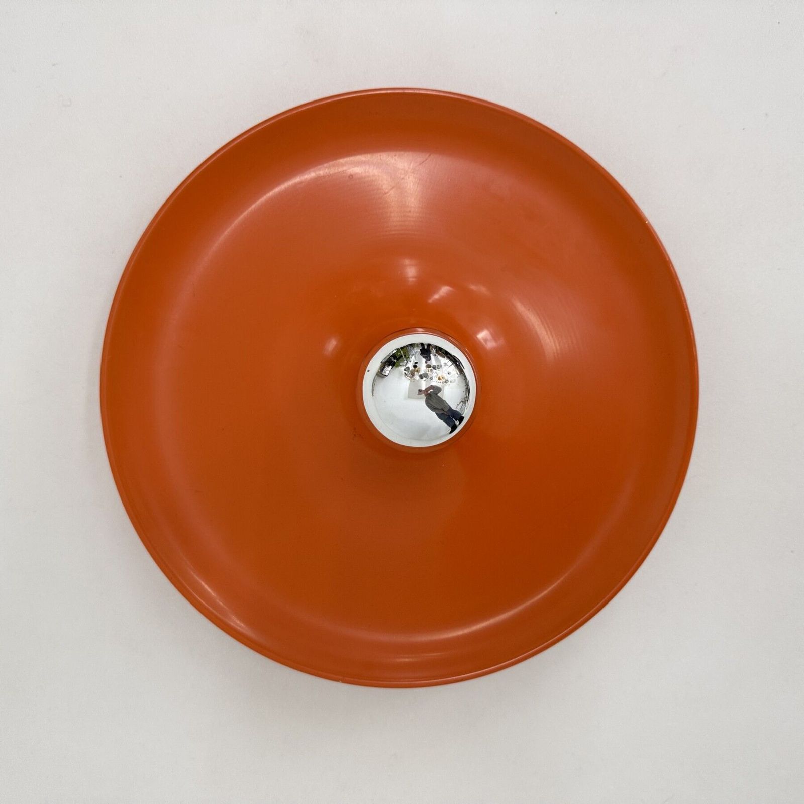 photo vintage Mid Century Design Honsel Orange Space Age Disc Lamp , 1970s Attributed To Charlotte Perriand For Les Arcs