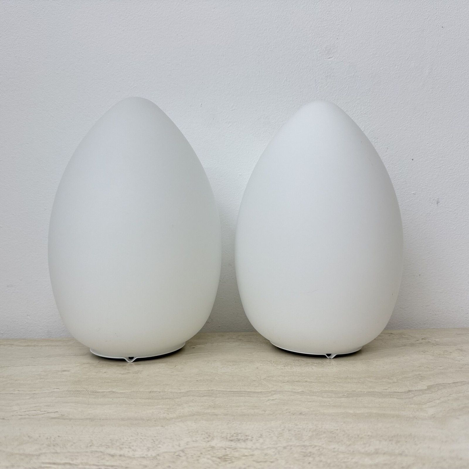 Set Of 2 Vintage Egg Shaped Opaline Glass Table Lamp , 1970s photo buy