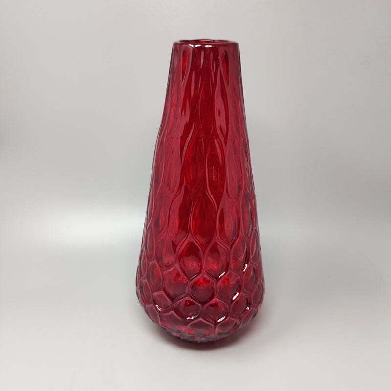 1960s Gorgeous Red Vase In Murano Glass By Ca Dei Vetrai. Made In Italy photo furniture