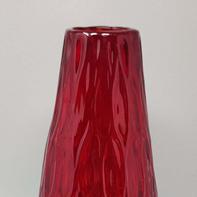 1960s Gorgeous Red Vase In Murano Glass By Ca Dei Vetrai. Made In Italy photo Home Decor