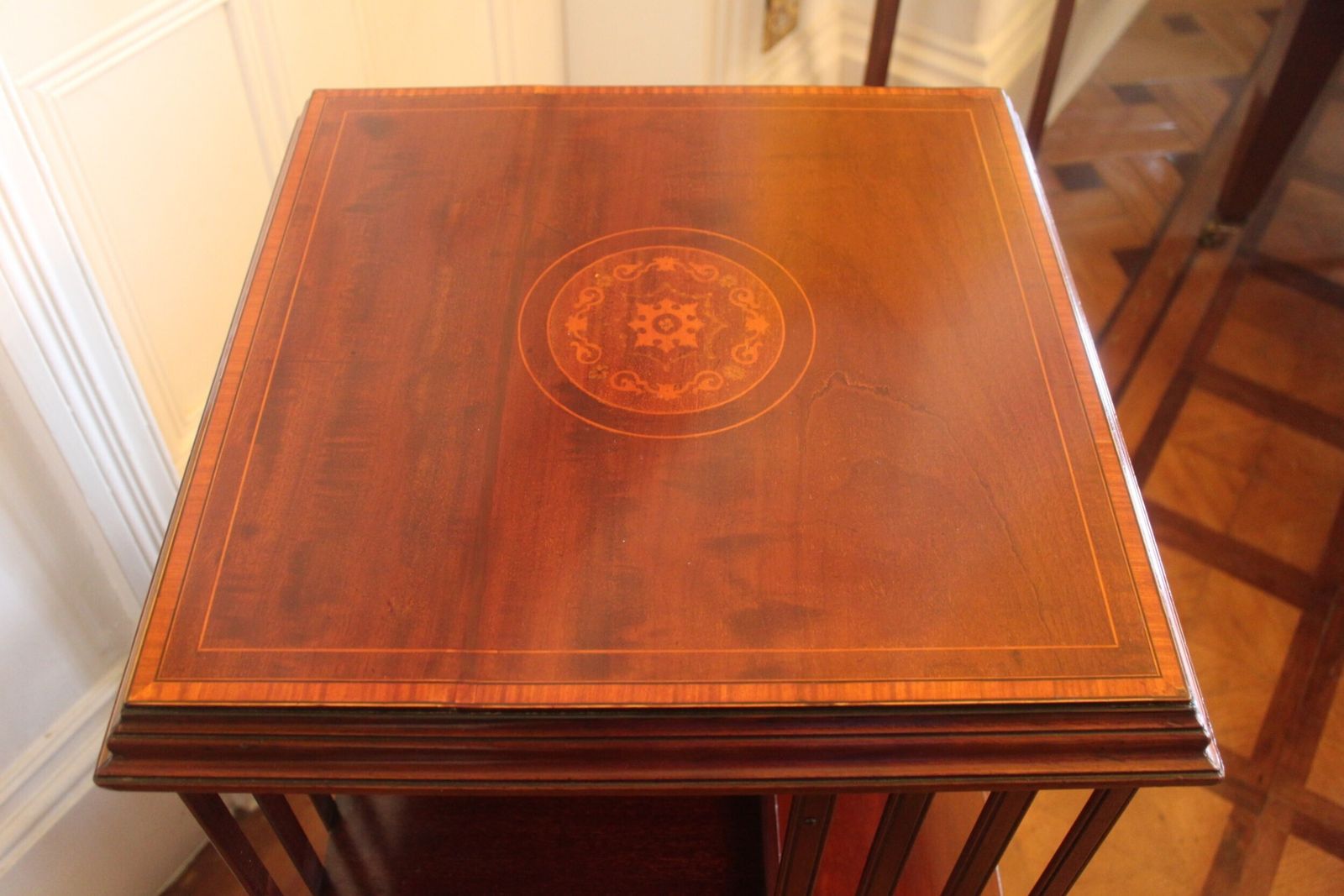 An Edwardian Mahogany And Inlaid Revolving Bookcase photo Furniture